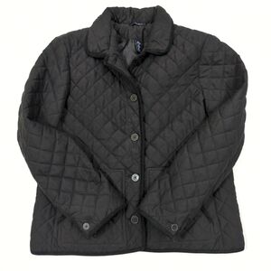 Vintage Quilted Black Barn Jacket Chore Coat Corduroy Trim